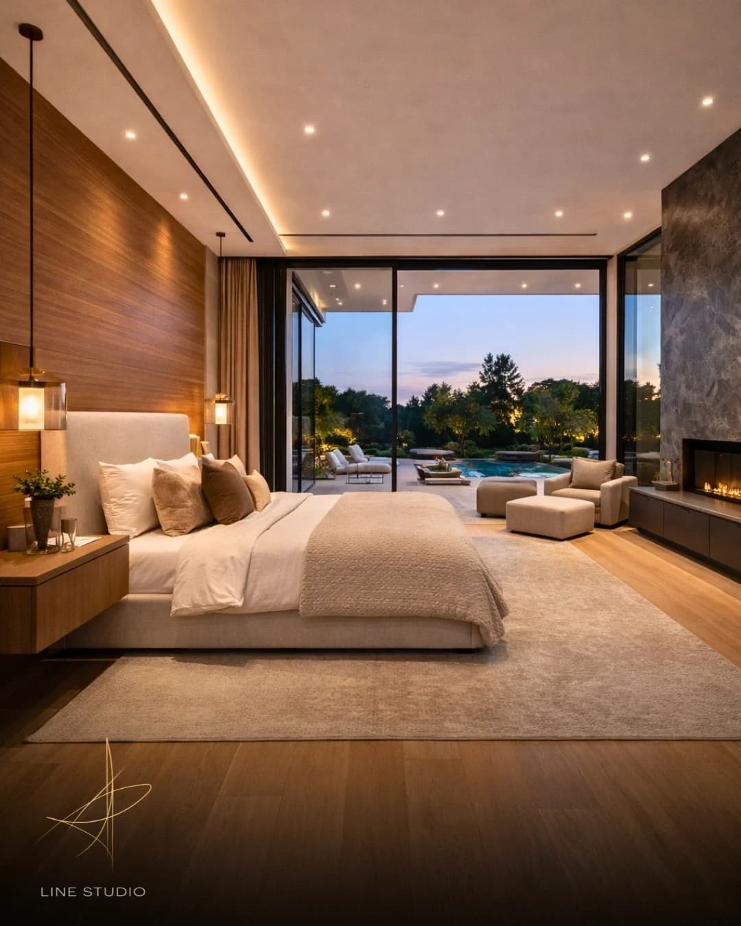 Casa Monolith con sala contemporanea y ventanales amplios