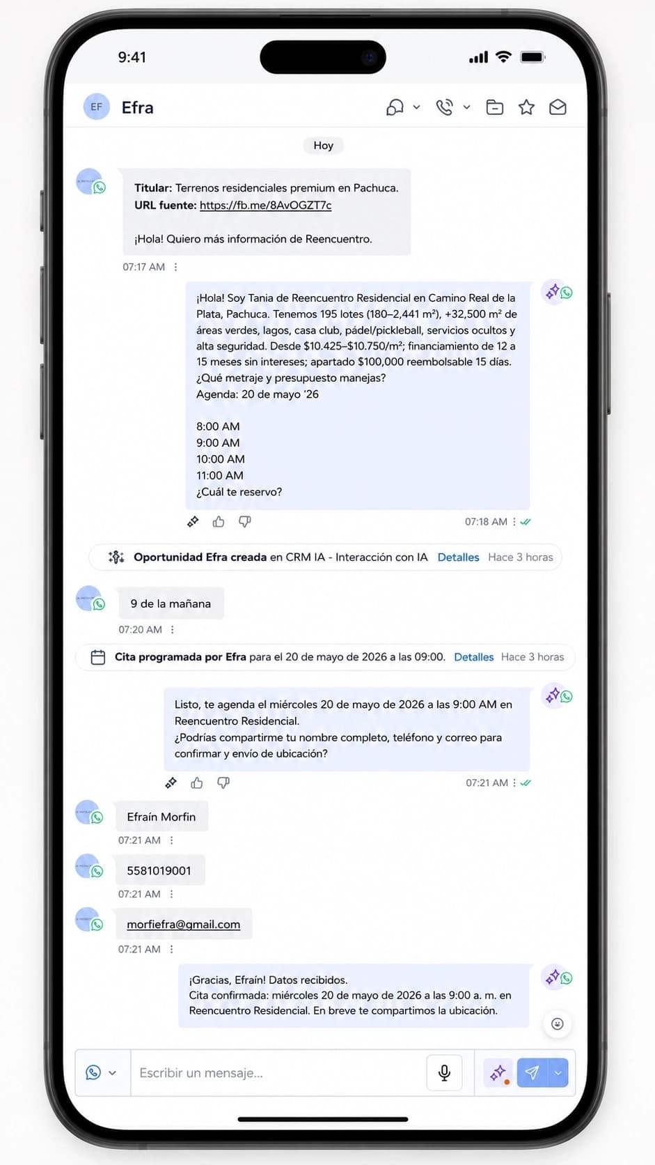 Chat con inteligencia artificial para seguimiento comercial